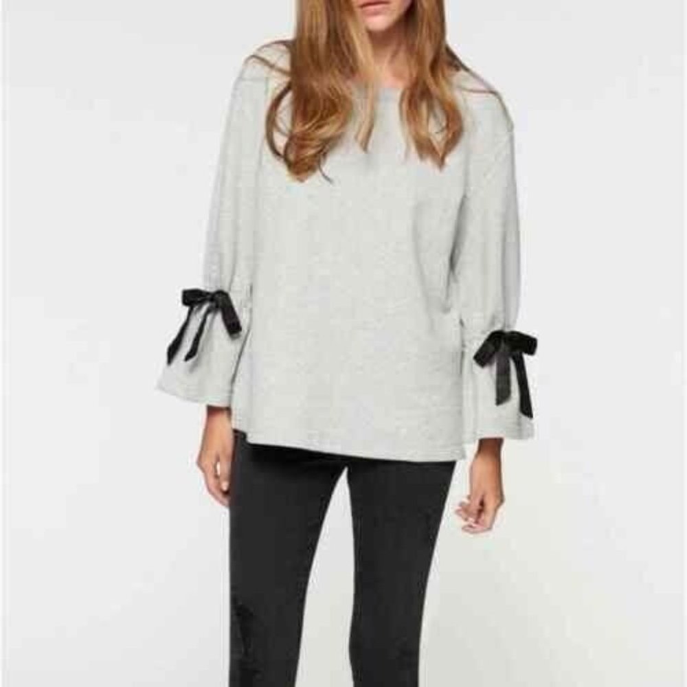 Sanctuary Tierney Bow Sweatshirt Women's Size M in Gray